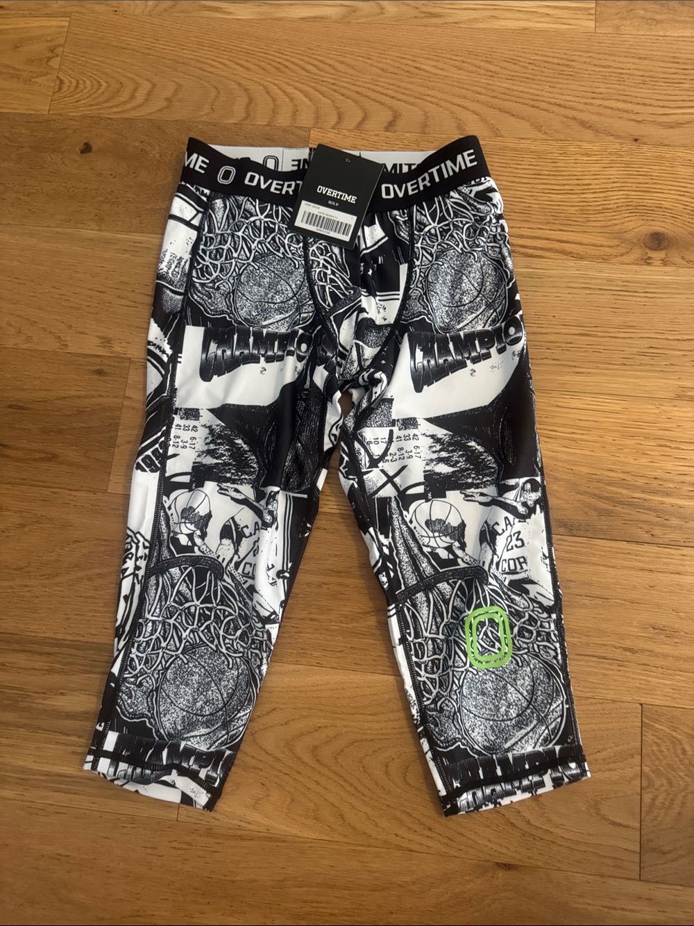 Overtime Boys' Black & White Graphic Leggings